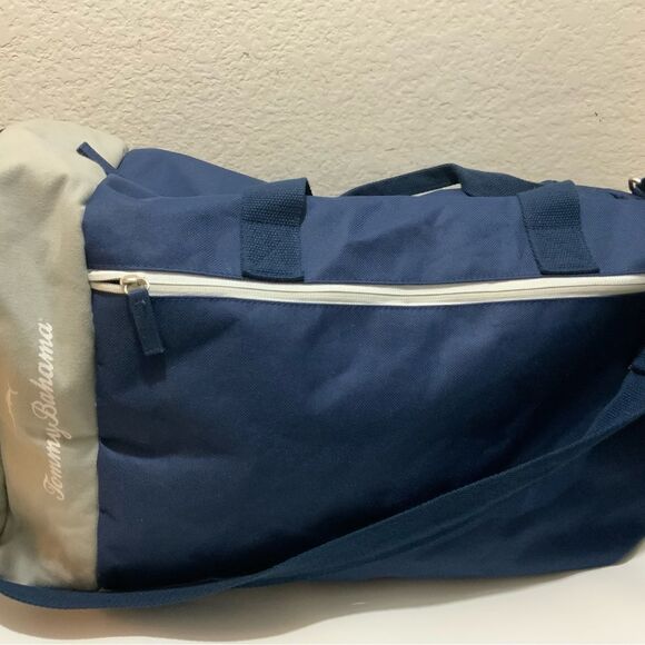 Tommy Bahama Weekender Travel Duffle Bag Blue Nylon Canvas - Picture 1 of 9